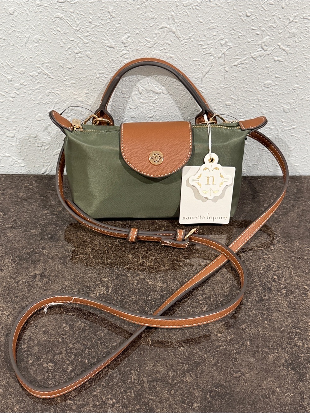 Nanette Lepore Olive Green Nylon Mini Crossbody NWT